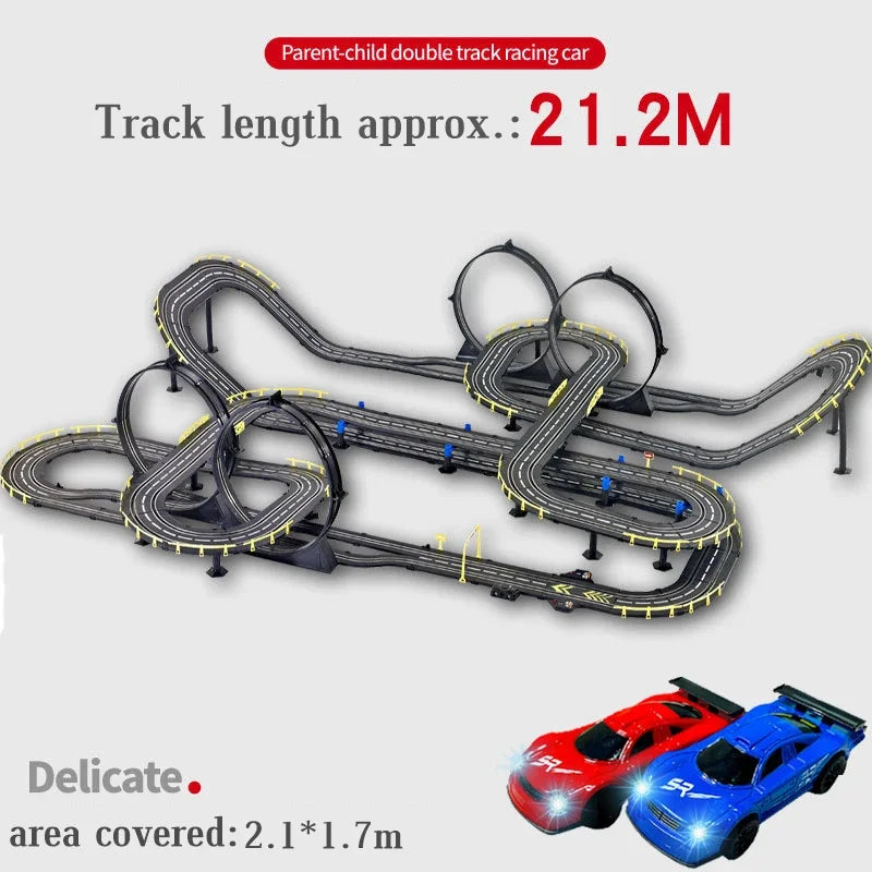 Electric Slot Track Set,1:43 Scale Dual Control Racing Car Toy, Large Double Player Racing Track Vehicle Gift for Boys Ages 8-10