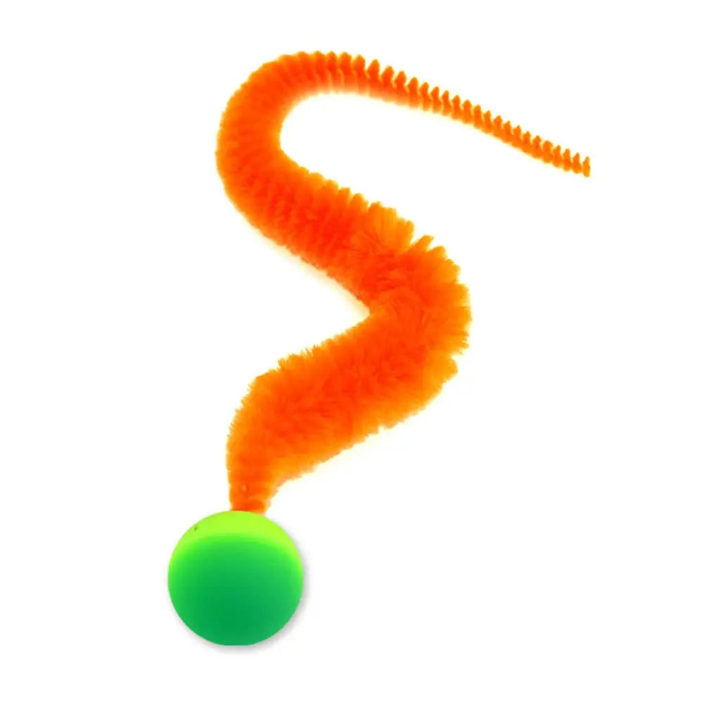 Cat Teaser Colorful Toy Bouncy Ball Fluffy Tail Simulation Kitten Bite Teaser Tool Interactive Cat Elastic Toy Supplies