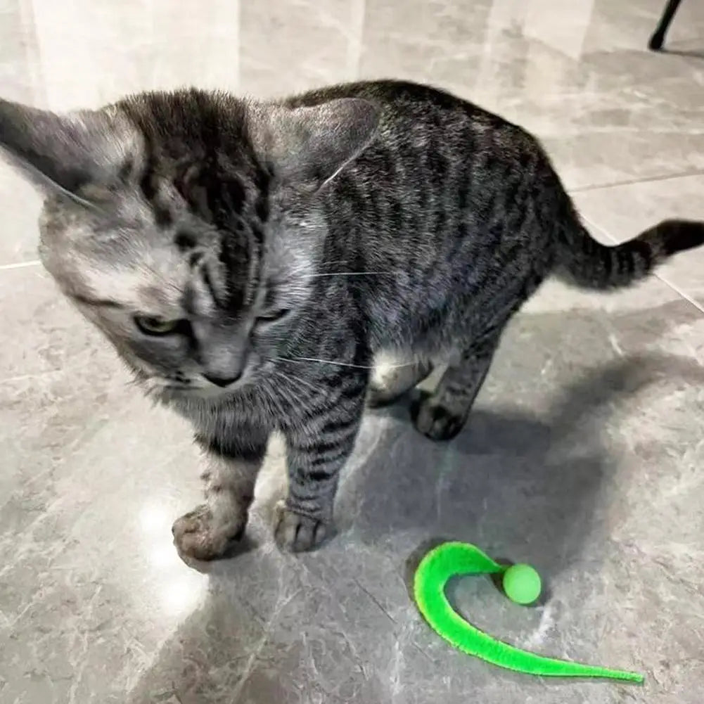 Cat Teaser Colorful Toy Bouncy Ball Fluffy Tail Simulation Kitten Bite Teaser Tool Interactive Cat Elastic Toy Supplies