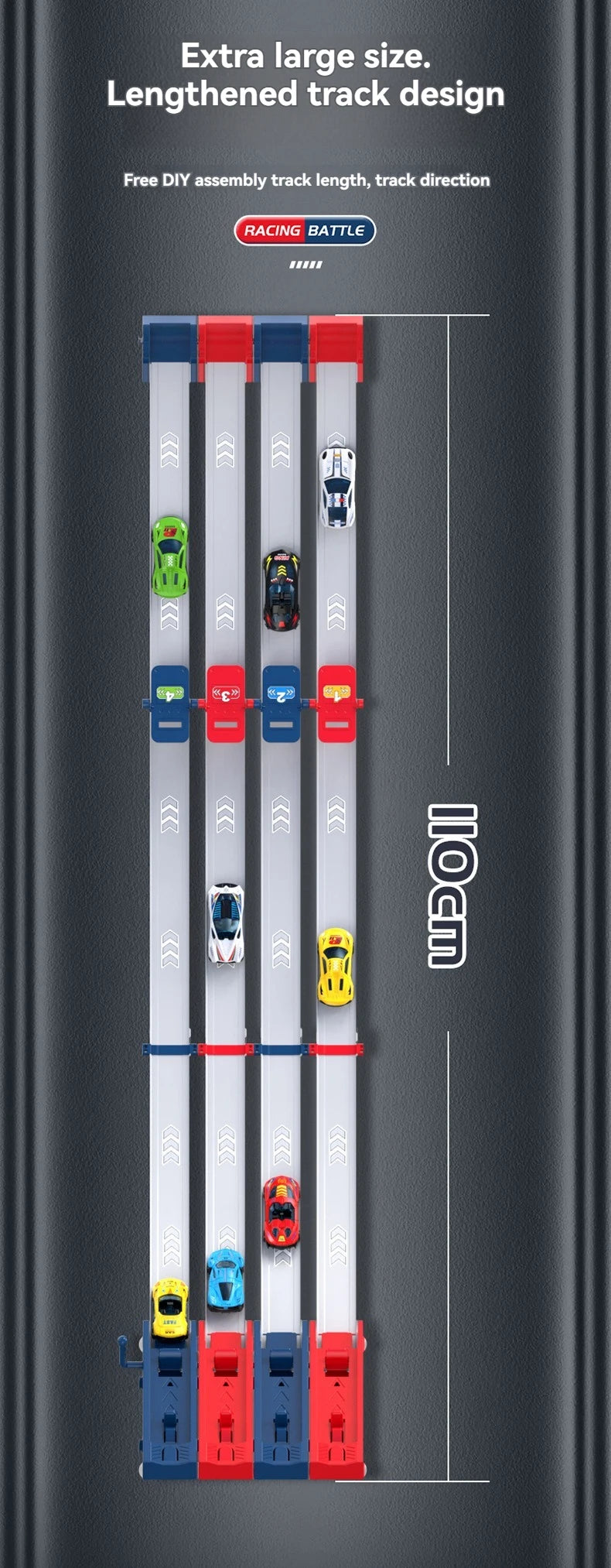 110CM Kid Track Car Racing Set with Mini Cars Toy DIY Assembled Track Kits Catapult Rail Car Strategy Interactive Game Boy Gift