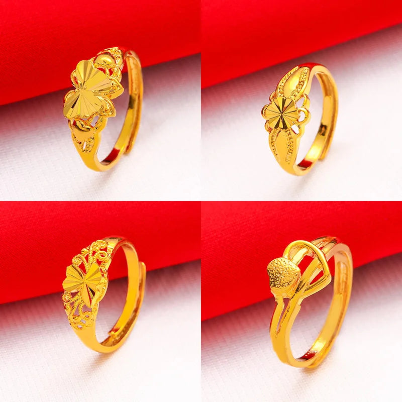 ANIID Dubai Gold Color Ring For Women Resizable Brazilian Wedding Bride Arabic Ethiopian Finger Ring Nigerian Jewellery Moroccan