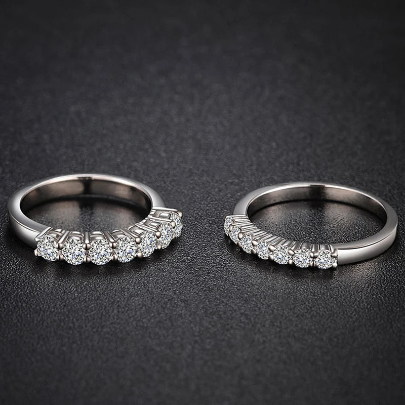 Pass Diamond Tester Pen Moissanite Ring Full Moissanites Around for Women S925 Silver Wedding Diamonds Band Stackable Ring