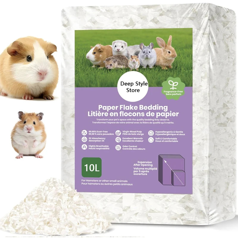 10L/400g Cozy Hamster Bedding Absorbent & Odor-Control Paper Cotton for Syrian Hamsters - Cage Litter & Nesting Material