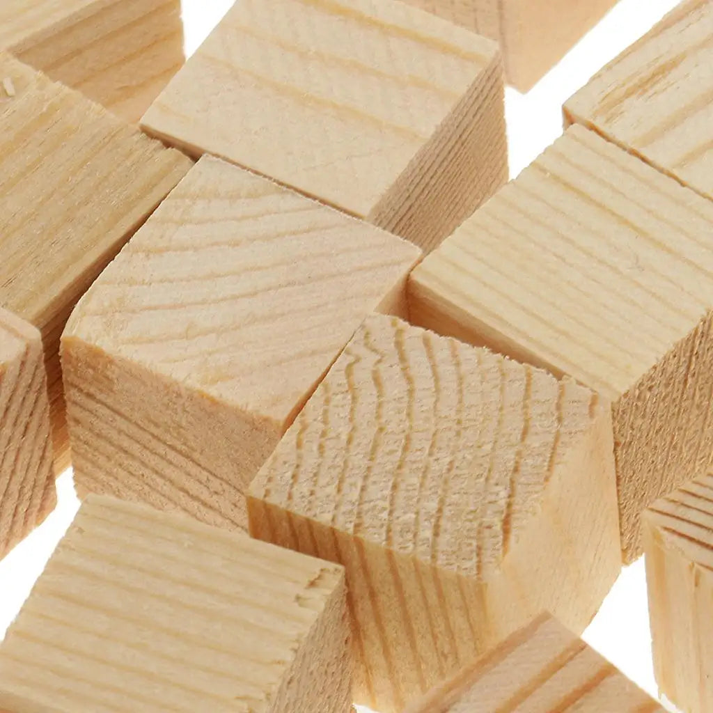 Natural Blocks Unfinished Wooden Cubes for Hobbies Model Making Craft