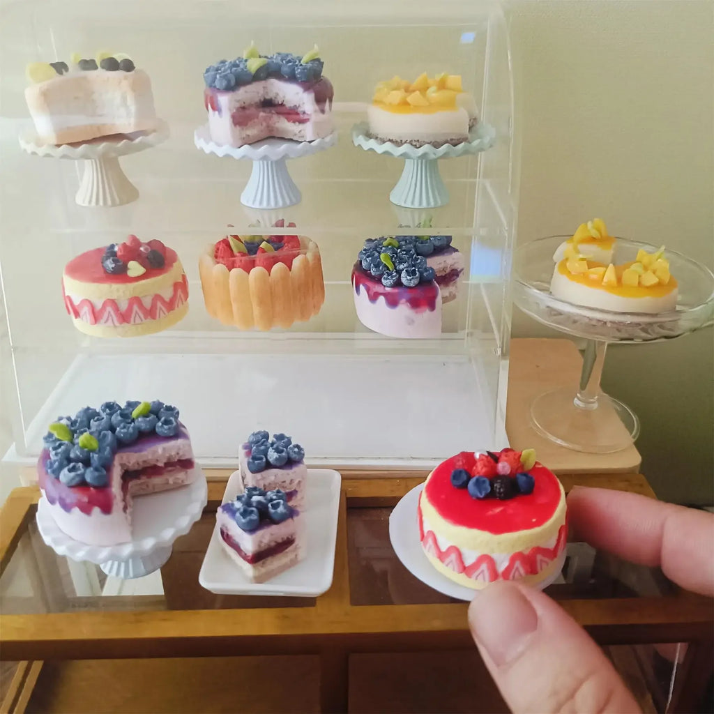 Mini 1/6 Scale Fruit Cake Dollhouse Accessory Eco-Friendly Clay Halloween Christmas Birthday Gift for Collectors