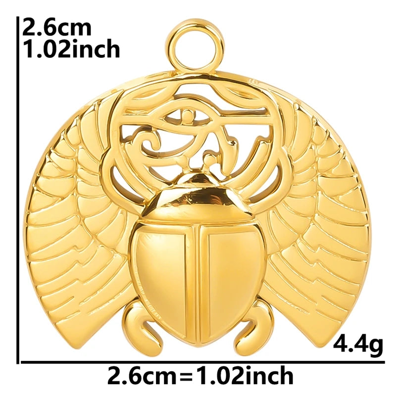 10PCS Ancient Egyptian Scarab Beetle Pendants Charms Stainless Steel Dragonfly Butterfly Pendant for Jewelry Making DIY Necklace