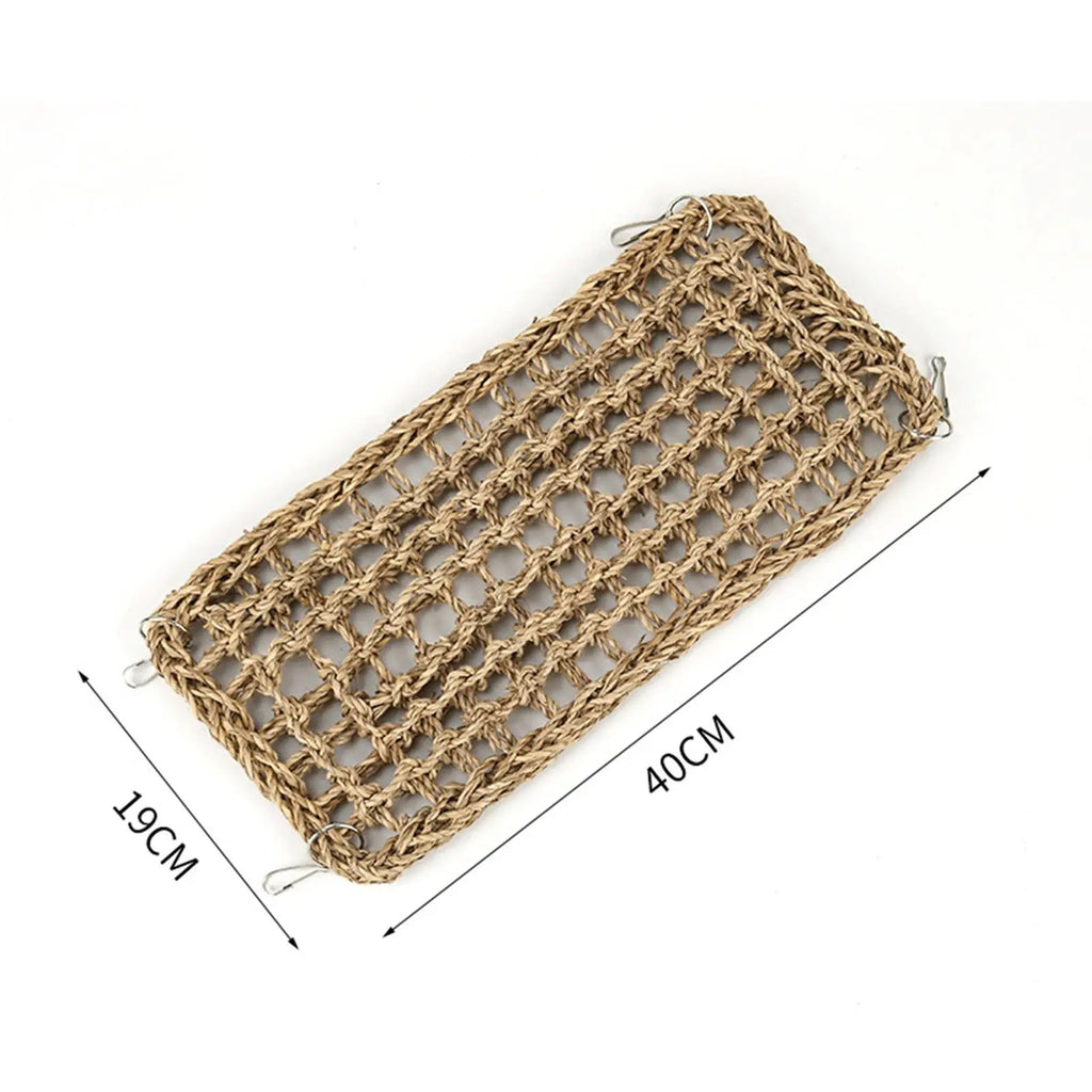 Parrot Climbing Rope Ladder with 4 Hooks Parrot Hanging Grass Woven Net Hammock for Macaws Finches Parakeet Budgie Chewing