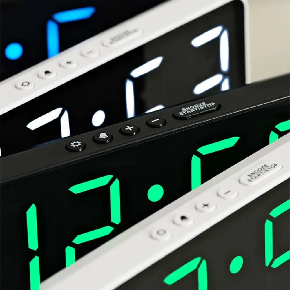 Wall-mounted Electronic Wall Clock Multi-functional Temperature Digital LED Clocks 12/24H Voice Control Display Table Clock