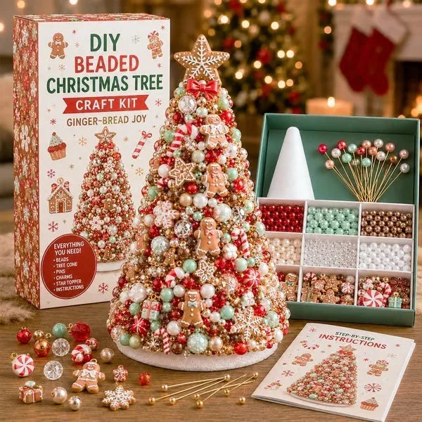 DIY Beaded Christmas Tree Craft Kit Sparkling Holiday Ornament Making Set for Kids Adults Festive Home Decor