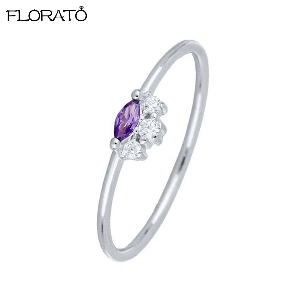 Trendy 18K Gold Plated Engagement Ring for Women Luxury Fashion Elegant Purple Crystal Wedding Rings Party Jewelry Gifts