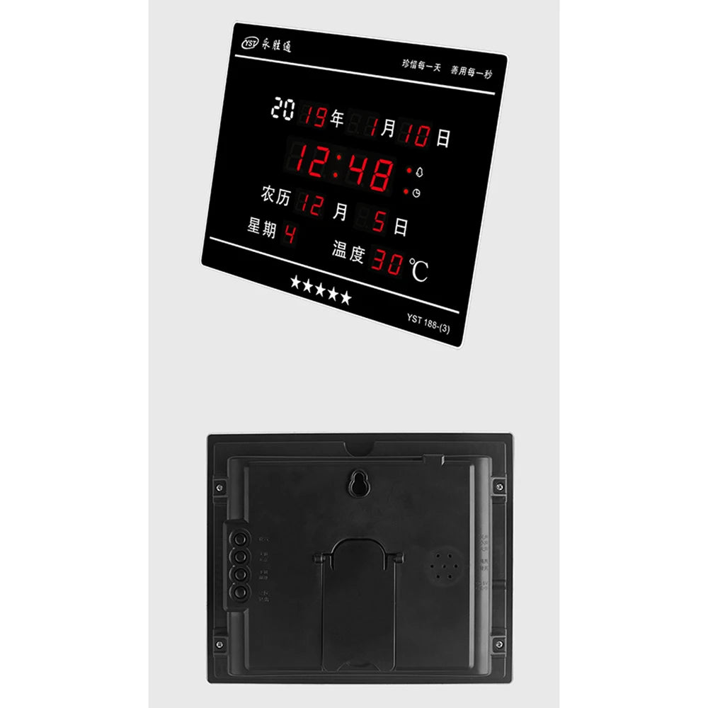 Perpetual Calendar Clock, Large Display Digital Wall Clock with Indoor Temperature and Humidity Perfect Office or Home Clock