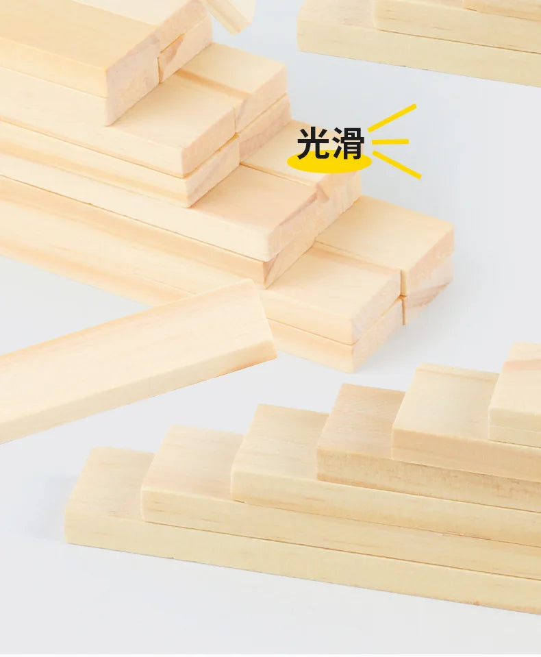 100PCS Classic Wooden Building Block Construction Kit Stacking Balance High Block Montessori Puzzle Toy GIft for Toddler Kid
