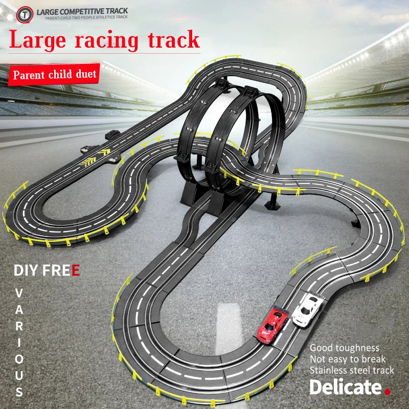 Electric Slot Track Set,1:43 Scale Dual Control Racing Car Toy, Large Double Player Racing Track Vehicle Gift for Boys Ages 8-10