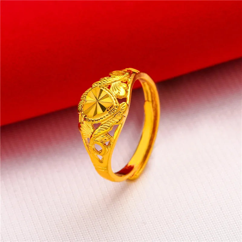 ANIID Dubai Gold Color Ring For Women Resizable Brazilian Wedding Bride Arabic Ethiopian Finger Ring Nigerian Jewellery Moroccan