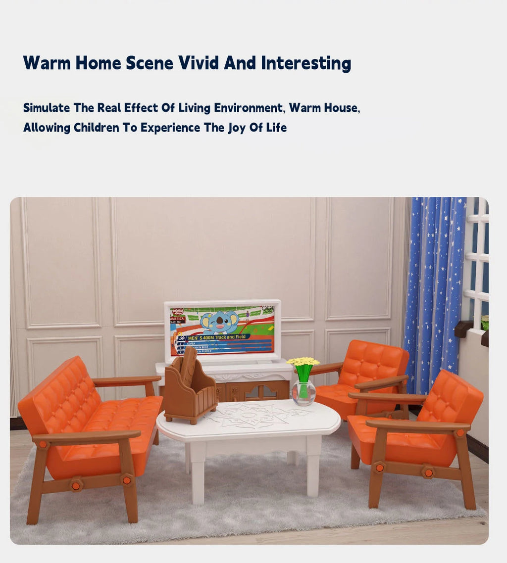 1/12 Dollhouse Furniture Living Bedroom Kitchen Bathroom Set Forest Animal Family Miniature Simulation Doll Accessories DIY Toy