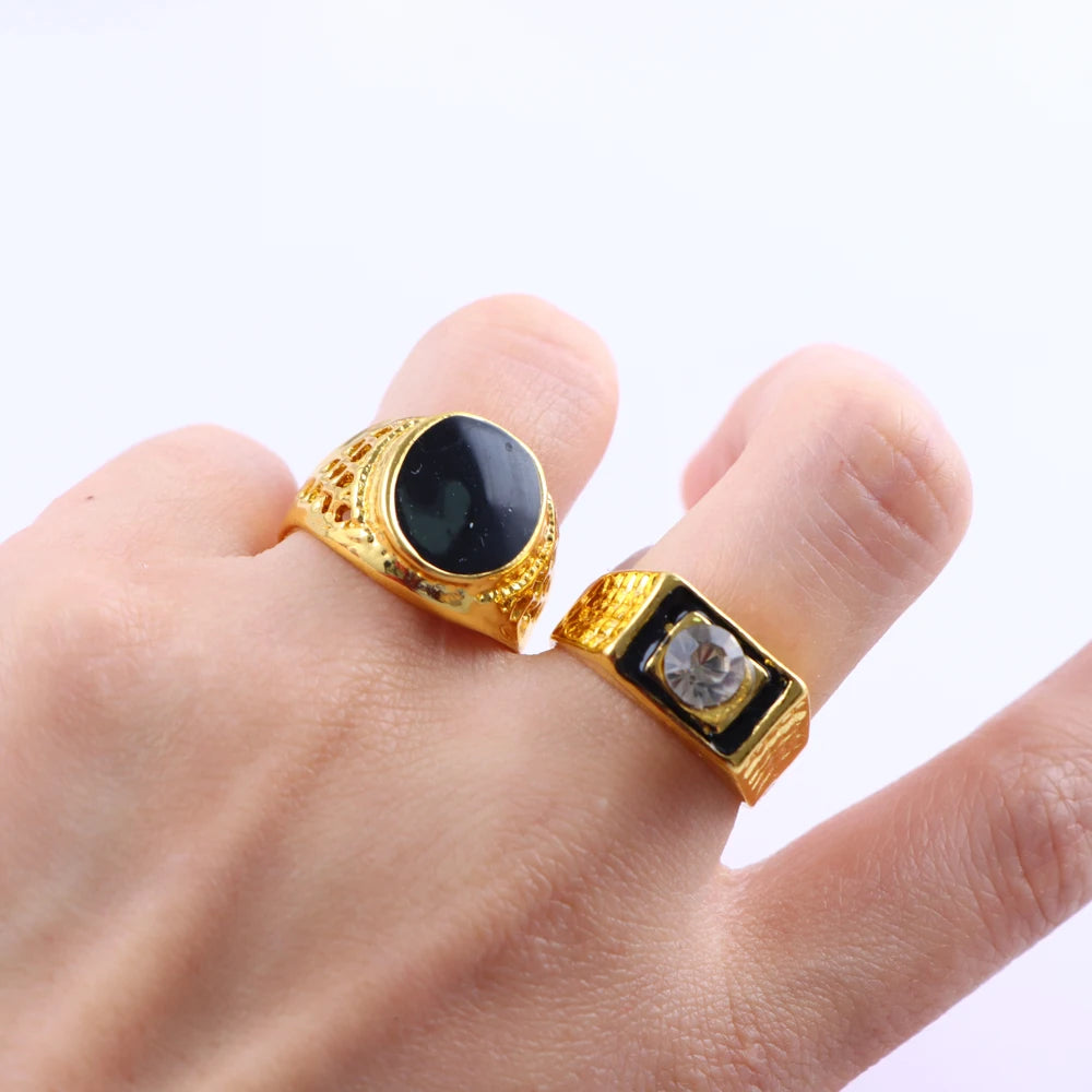 10/20/30/50Pcs/Lot Classic Fashion Black Square Ring For Men Women Mix Color Jewelry Party Gifts Wholesale