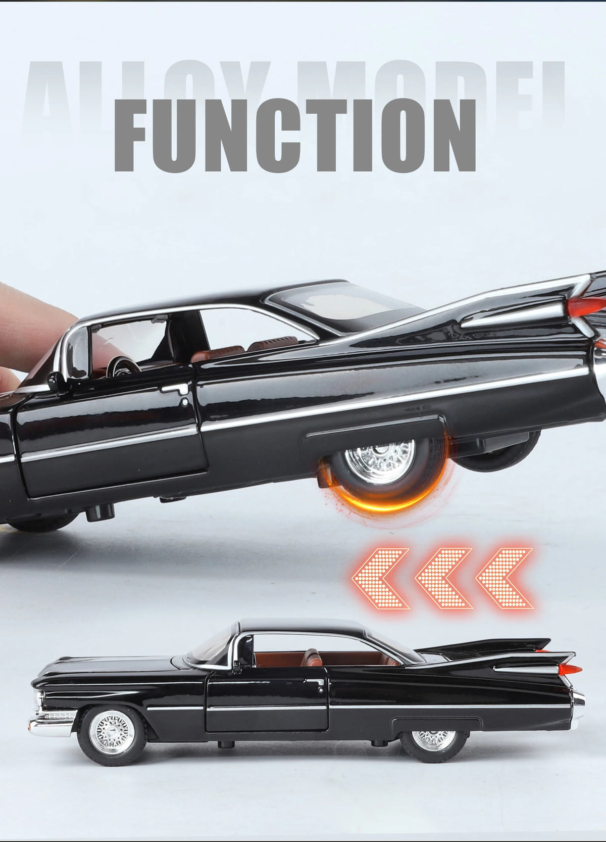 1:32 Cadillac Eldorado Biarritz Classic Retro Car Alloy Metal Diecast Model Car With Sound And Light Pull Back Collection Hobby
