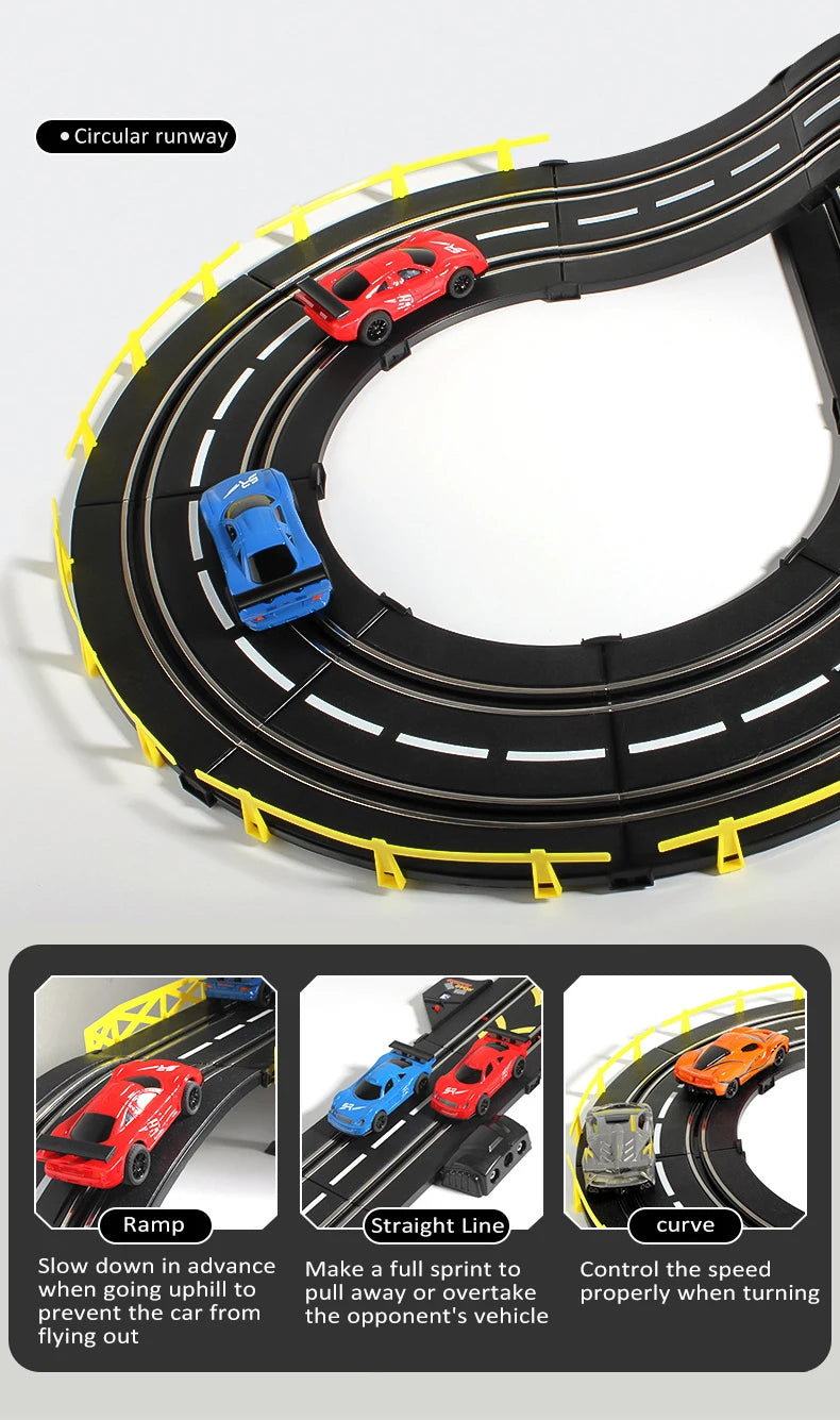 Electric Slot Track Set,1:43 Scale Dual Control Racing Car Toy, Large Double Player Racing Track Vehicle Gift for Boys Ages 8-10