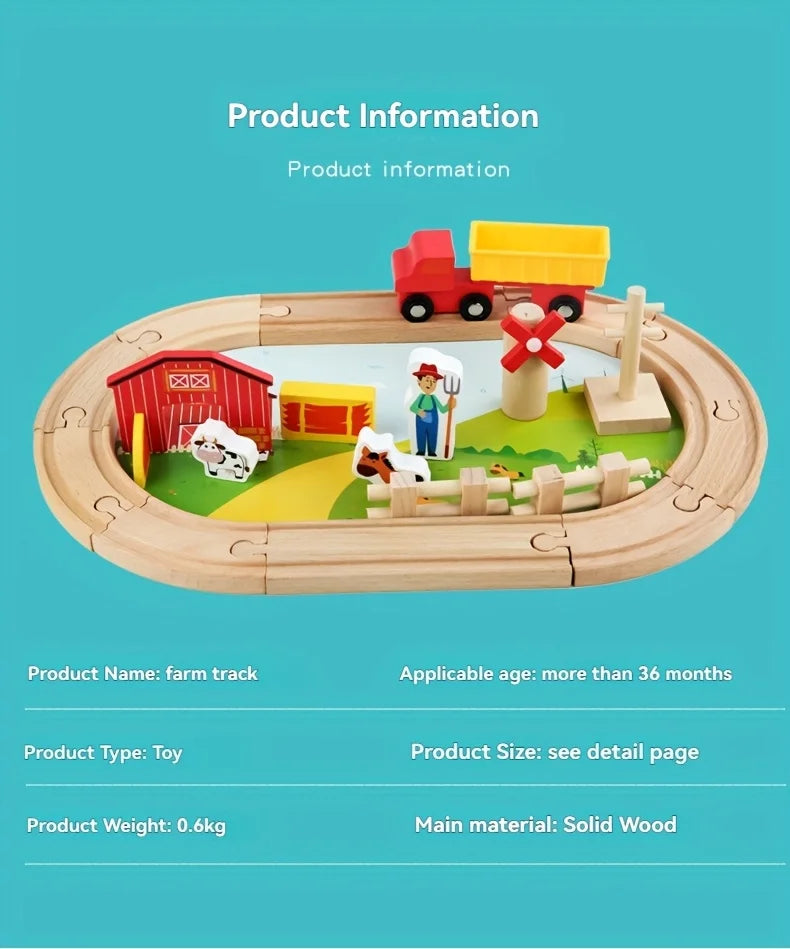 Wooden Rail Car Toy Children's Train Puzzle Assembly Early Education Toy Boy and Girl Birthday Gift Set