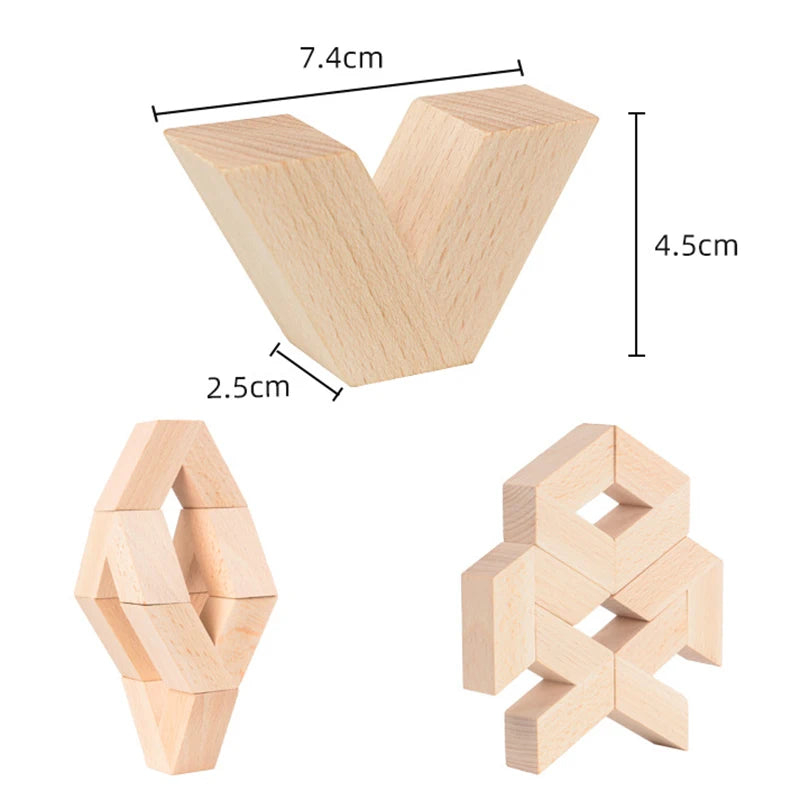 16pcs V Shape Natural Large Wooden 3D Building Blocks Toys Baby Unpaint Wooden Montessori Educational Stacking Blocks Toy Child
