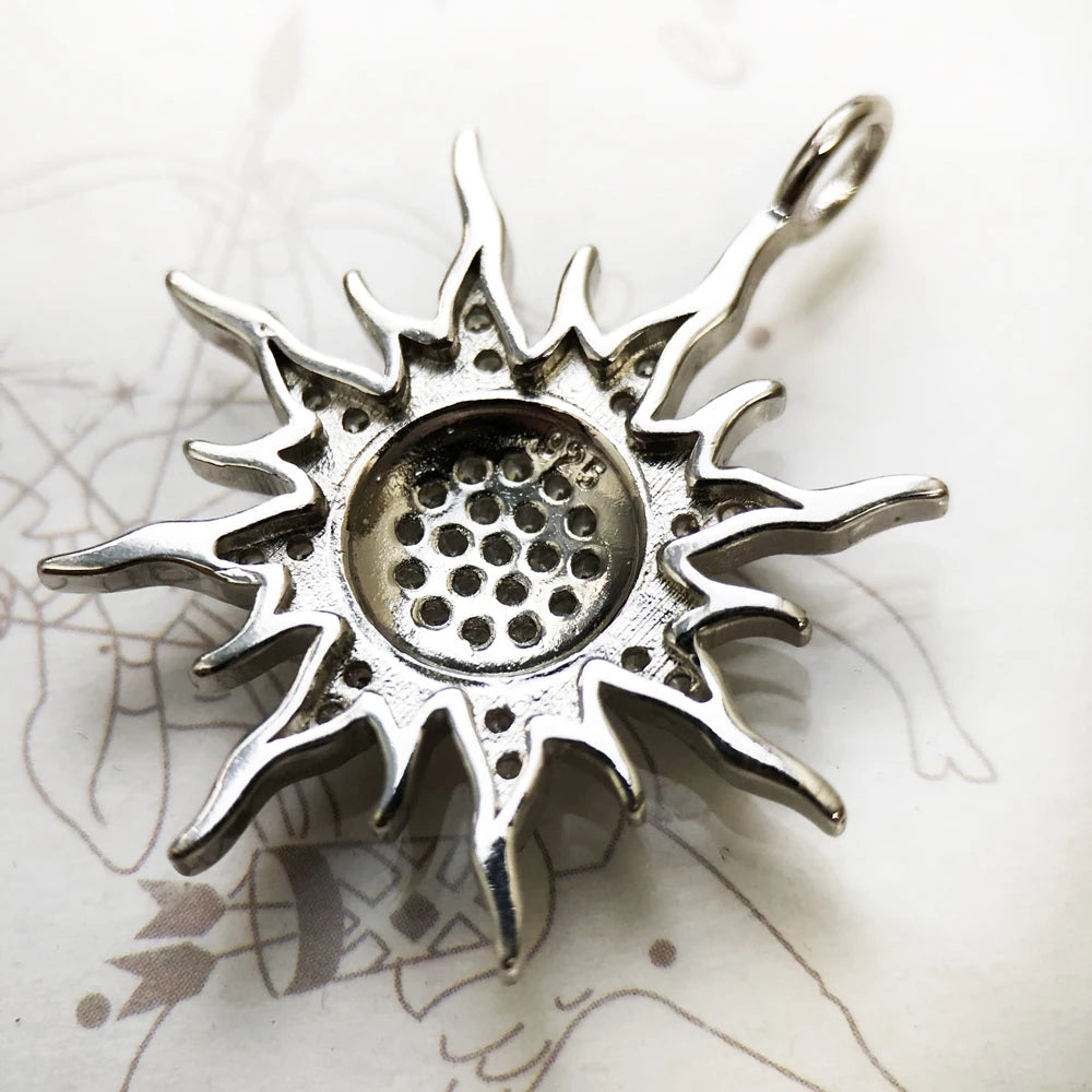 Pendant Sun Star CZ Pave Summer Winter New 925 Sterling Silver Fine Jewelry Europe Style Accessories Gift For Men Woman