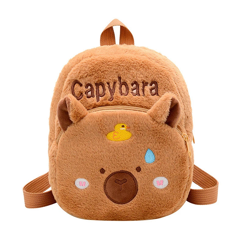 New Capybara Cartoon Animal Doll Plush Backpacks; Cute Portable Bag for Girls.