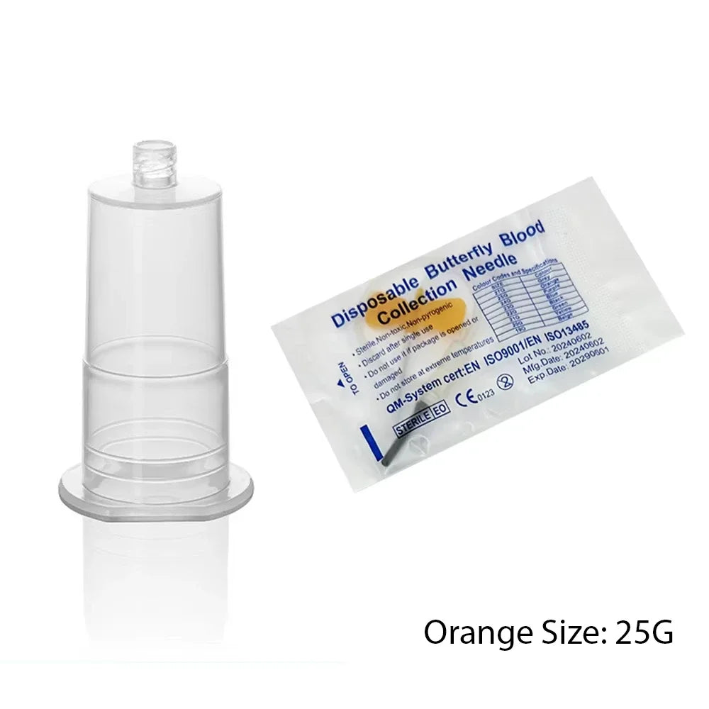 100/batch Pet Safety Blood Collection Set, Disposable Butterfly Wing Needle+Plastic Vacuum Needle Holder For Veterinary Use