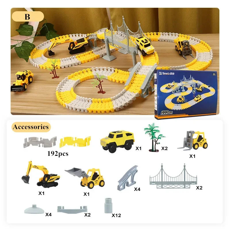 DIY Rail Track Sets Car Race Magic Brain Game Flexible Curved Creates Vehicles Toys Play Game Train Railroad for Child's Gifts
