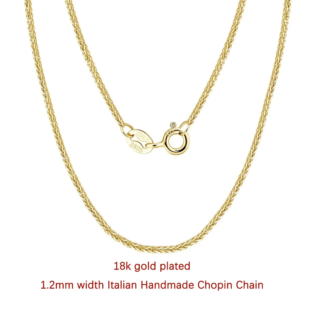 Rinntin 925 Sterling Silver Italian Handmade 1.2/1.6/2.0mm Chopin Chain Necklace for Women Fashion Basic Neck Chain Jewelry SC53