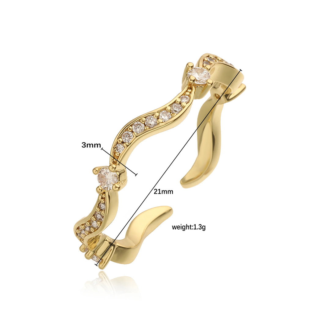 HECHENG,Korean Minimalist Style Fashion Wavy CZ Stone Chain Necklace/Bracelet/Ring Collar Jewelry Gift Selection 1 Pc