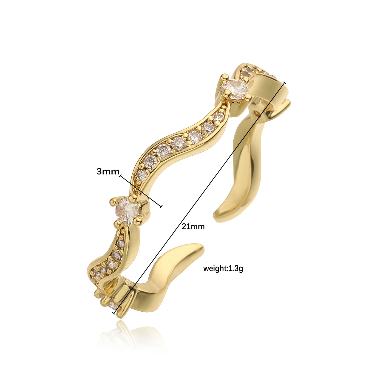 HECHENG,Korean Minimalist Style Fashion Wavy CZ Stone Chain Necklace/Bracelet/Ring Collar Jewelry Gift Selection 1 Pc