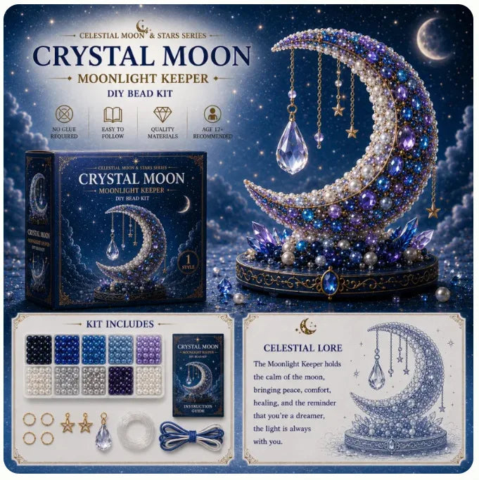Moon Cat Luna Guardian DIY Bead Kit,Tiny 3D Beaded Luna Guardian Craft Kit, Handmade Magical Cat Kit for Beginner, Home Decor