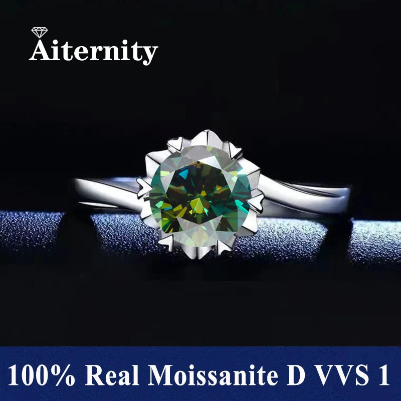 Men And Women's Moissanite Wedding Ring D VVS1 Adjustable Size S925 Silver GRA Certificate Wedding Ring