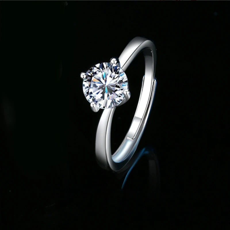 100% Real Moissanite Ring D VVS1 Pass Diamond Test Pen Adjustable Size S925 Sliver GRA Certificate Wedding Rings for Women 02