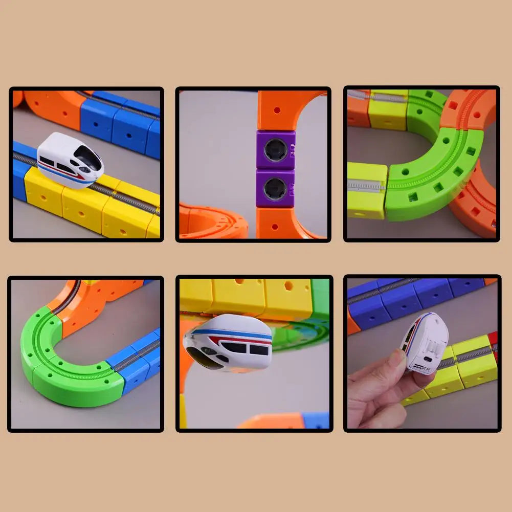 Children Magic Track Train Electric Assembled Building Blocks Magnetic Rail Car Maze Educational Toys Magnetic Assembly Train