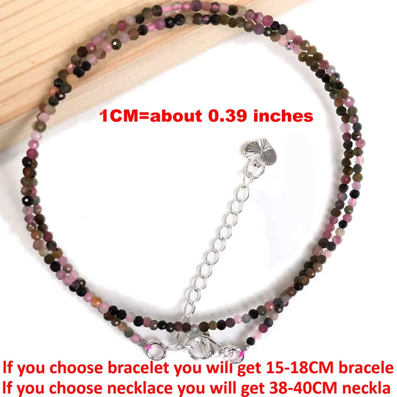 Fashion Women Bracelet necklace 2-3mm mini Cut angle beads tourmaline agate zircon natural pearl crystal Beaded Jewelry gift