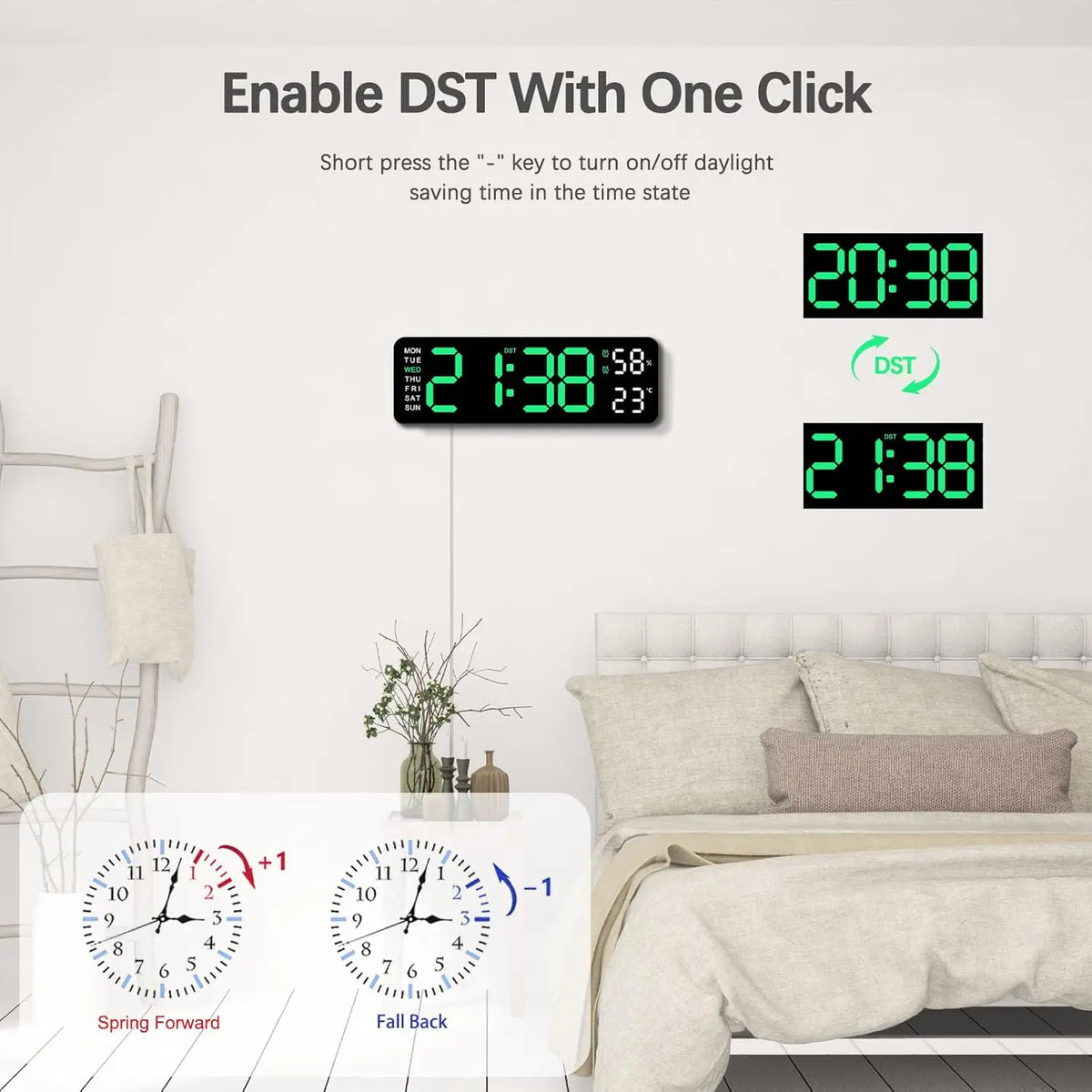 10 Inch Smart Mute LED Electronic Night Alarm Wall Clock Modern Desk Clock Minimalist Thermometer Calendar Time Cube Home Decor