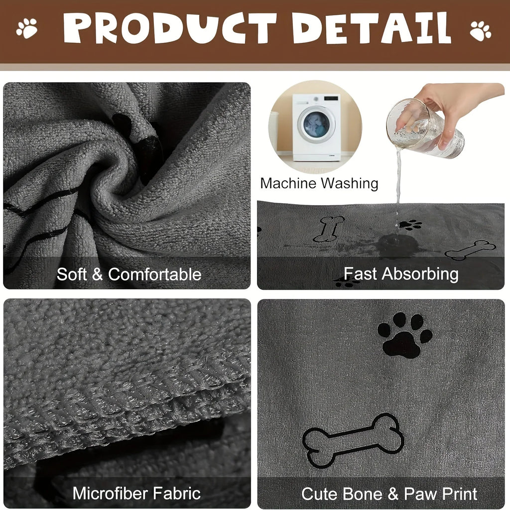 Quick-Drying Microfiber Dog Towel Absorbent Pet Bath Product Fiber Quick-drying Bath Towel Car Wiping Cloth Pet Supplies