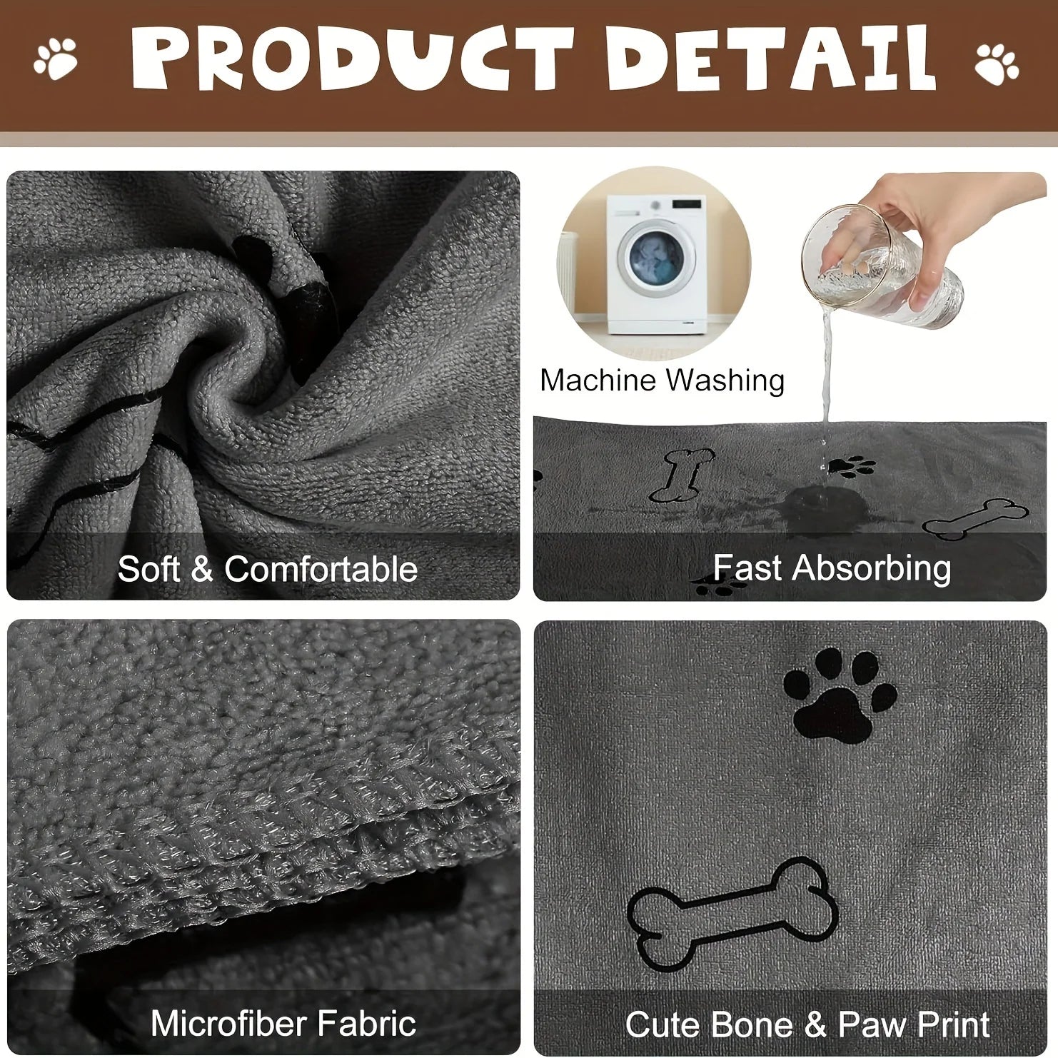 Quick-Drying Microfiber Dog Towel Absorbent Pet Bath Product Fiber Quick-drying Bath Towel Car Wiping Cloth Pet Supplies