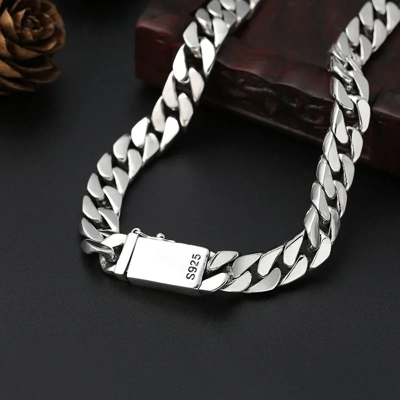 100% S925 Sterling Silver Necklace 7MM 8MM 10MM Punk 925 Silver Chains Original Certified Jewelry Gifts