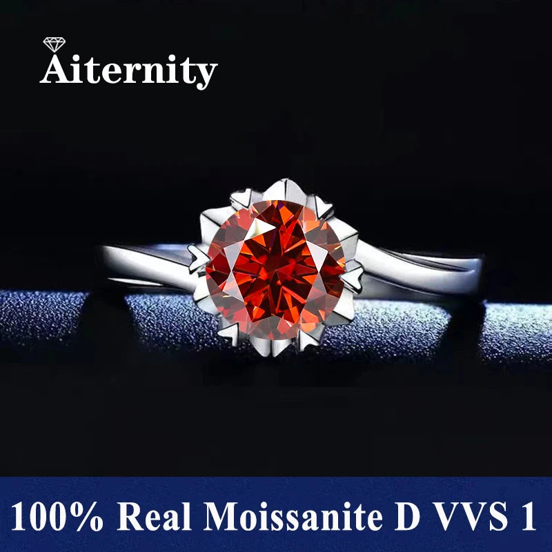 Men And Women's Moissanite Wedding Ring D VVS1 Adjustable Size S925 Silver GRA Certificate Wedding Ring