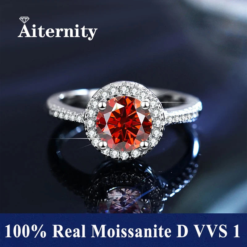 100% Real Moissanite Ring D VVS1 Pass Diamond Test Pen Adjustable Size S925 Sliver GRA Certificate Wedding Rings for Women