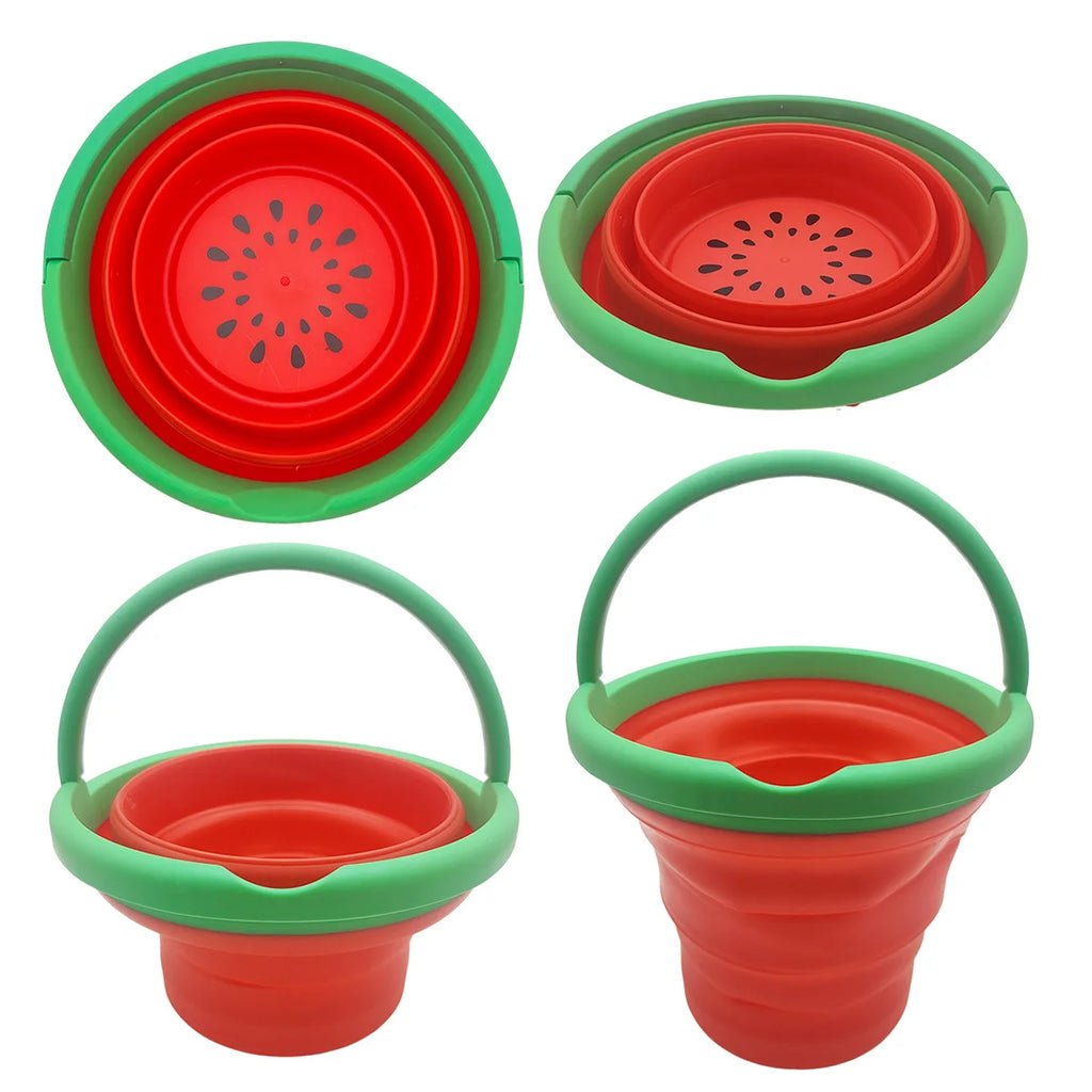 Kids Kitchen Folding Bucket Pretend Play Storage Fruit Children Play Outdoor Fun Education Toys For Boys Girls Beach Gifts
