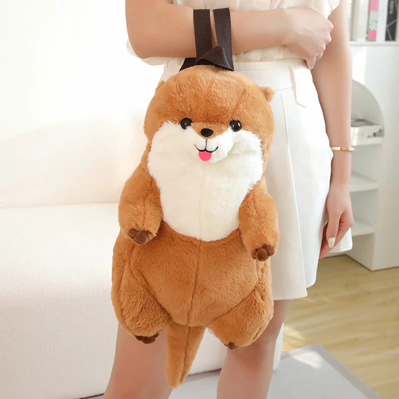 50cm Sea Otter Plush Backpack Cartoon Cute  Plush Toy Soft Stuffed Animal Shoulder Bag for Kids Girls Birthday Gifts