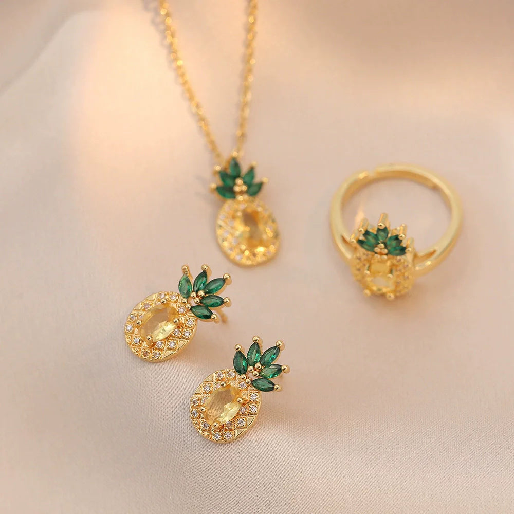 Stainless Steel Austrian Crystal Enamel Square Pendant Jewelry Sets Women African Costume Jewelry Maxi Necklace Earring Set