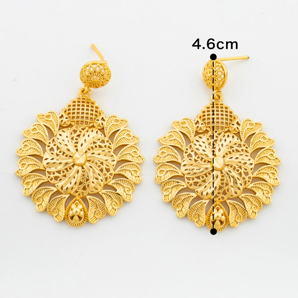 Italian Gold Color Jewelry Set for Women Pendant and Earrings Party Gifts  Plated Necklace Bohemia Jewellery Engagement