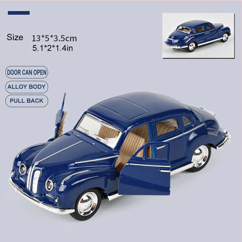 1:32 Alloy Diecast Cabriolet Vintage Car Model Classic Pull Back Car Miniature Vehicle Replica For Collection Decorate Gifts kid