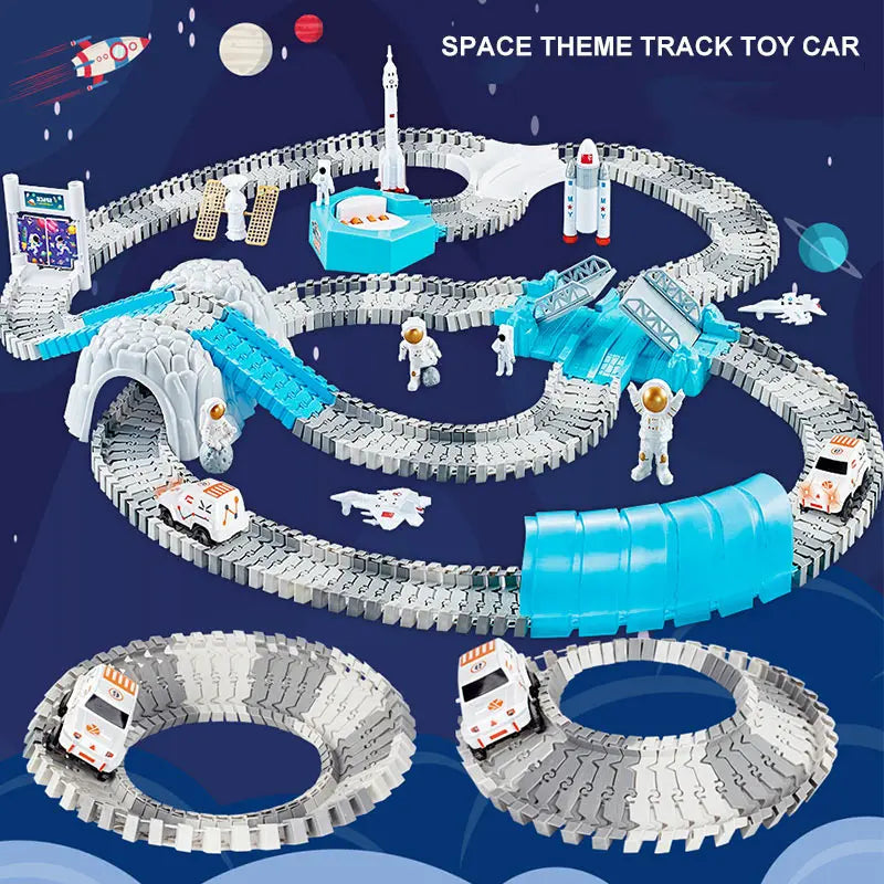 kids electric track toy Space Mini Car Set Puzzle Boy toy Space themed track car toy Children's birthday Christmas gift