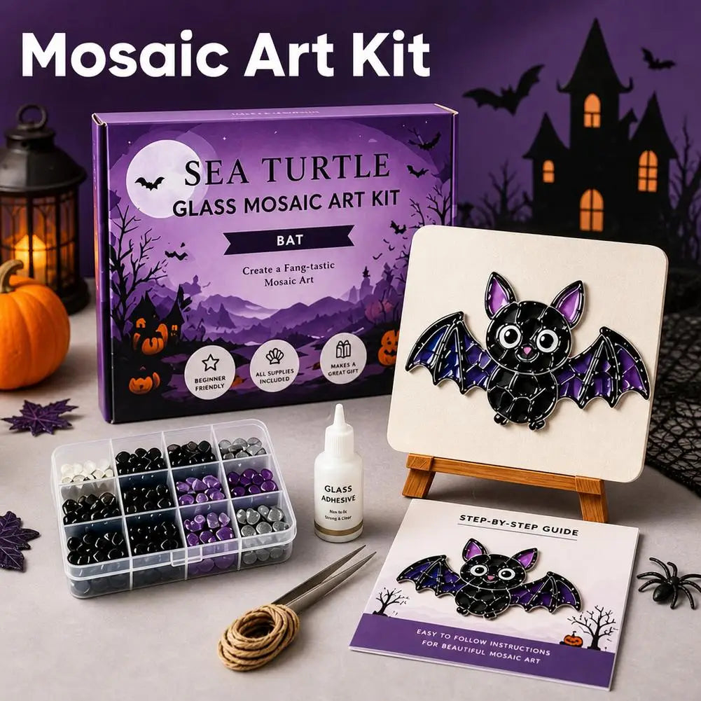Halloween Sea Glass Mosaic DIY Art Kit for Adults Xmas Themed Seaglass Craft Set Handmade Christmas Sea Glass Art Kit Home Decor