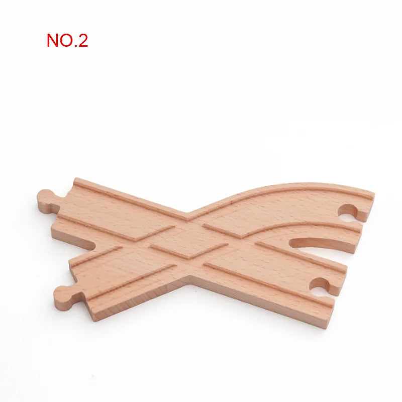 New Wooden Railway Track All Kinds Fork Rail Bifurcation Beech Wood Track Accessories Fit for Thomos Wooden Train Tracks Toy